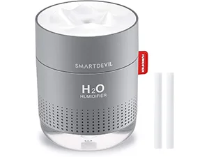 SMARTDEVIL Humidifier Portable Mini Humidifier for Bedroom Personal Desktop Air Humidifier with Warn Light Light 2 Mist Modes and Auto Shut-Off Super Quite for Office Home Car White - Humidifier