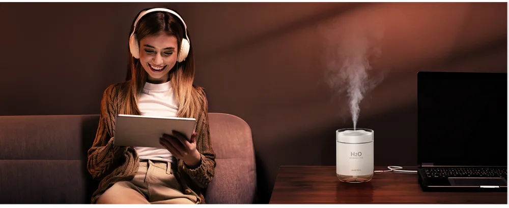 SMARTDEVIL Humidifier Portable Mini Humidifier for Bedroom Personal Desktop Air Humidifier with Warn Light Light 2 Mist Modes and Auto Shut-Off Super Quite for Office Home Car White - product information 4