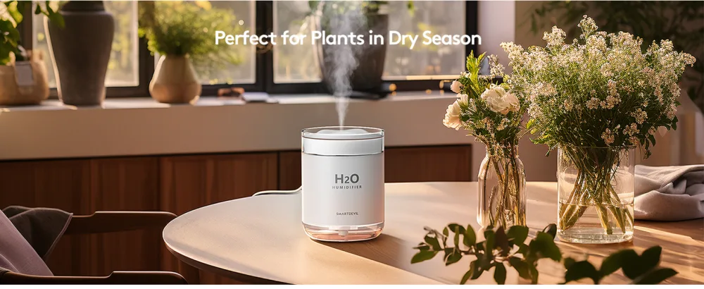 SMARTDEVIL Humidifier Portable Mini Humidifier for Bedroom Personal Desktop Air Humidifier with Warn Light Light 2 Mist Modes and Auto Shut-Off Super Quite for Office Home Car White - product information 6