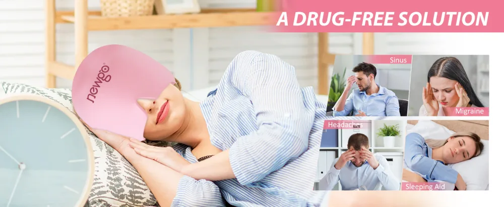 NEWGO Migraine Relief Cap Full Coverage Headache Hat for Migraine Cold Therapy Ice Head Wrap for Puffy Eyes Tension Sinus and Stress Relief Form Fitting & Stretchable (Pink) - migraine relief cap
