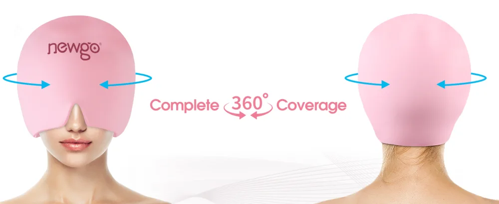 NEWGO Migraine Relief Cap Full Coverage Headache Hat for Migraine Cold Therapy Ice Head Wrap for Puffy Eyes Tension Sinus and Stress Relief Form Fitting & Stretchable (Pink) - migraine relief cap