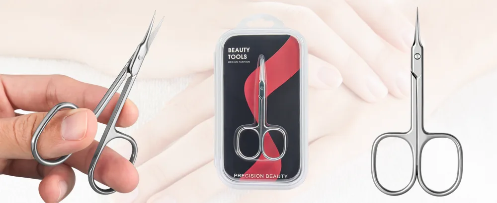 CGBE Cuticle Scissors with Curved Tip Stainless Steel Cuticle Scissors Extra Fine Super Sharp Small Pointed Beauty Cuticle Cutter for Trimming Cuticles Eyebrows Eyelashes and Dry Skin Square Handle 1pc - cuticle scissors