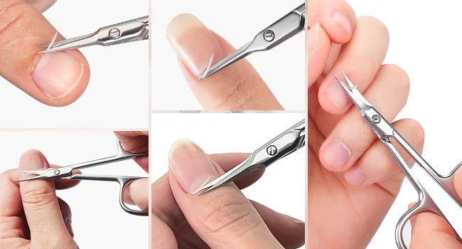 CGBE Cuticle Scissors with Curved Tip Stainless Steel Cuticle Scissors Extra Fine Super Sharp Small Pointed Beauty Cuticle Cutter for Trimming Cuticles Eyebrows Eyelashes and Dry Skin Square Handle 1pc - cuticle scissors