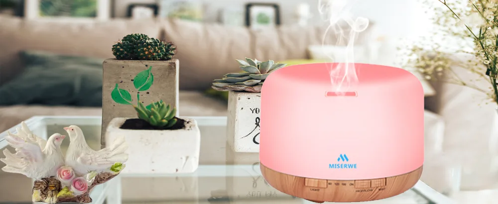 Miserwe 500ML Essential Oil Diffuser Adjustable Mist Mode and Waterless Auto Shut-Off with Wireless Remote 7 LED Light Colors for Office Home Bedroom Living Room Black - product information 5