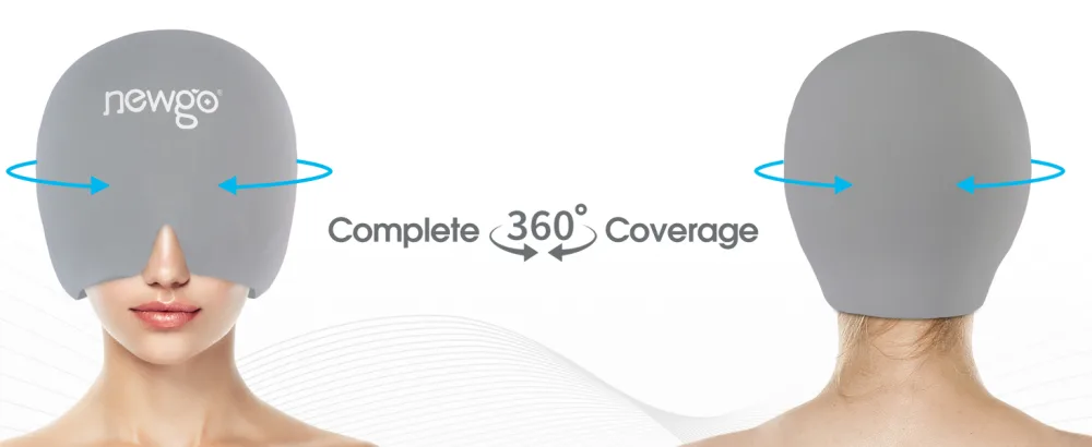 NEWGO Migraine Relief Cap Full Coverage Headache Hat for Migraine Cold Therapy Ice Head Wrap for Puffy Eyes Tension Sinus and Stress Relief Form Fitting & Stretchable-Light Grey - migraine relief cap