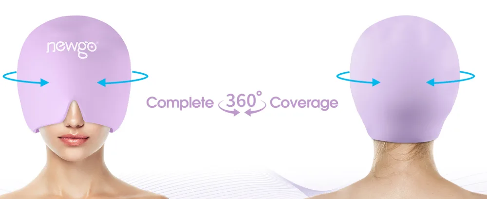 NEWGO Migraine Relief Cap Full Coverage Headache Hat for Migraine Cold Therapy Ice Head Wrap for Puffy Eyes Tension Sinus and Stress Relief Form Fitting & Stretchable (Purple) - migraine relief cap