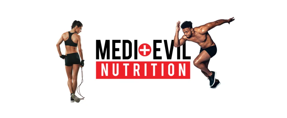 Medi-Evil Nutrition White Magic Pre-Workout Amino BCAA Powder Supplement with Caffeine - 520g - 40 Servings (Pack of 1) (Tropical Rush) - medievil logo premium