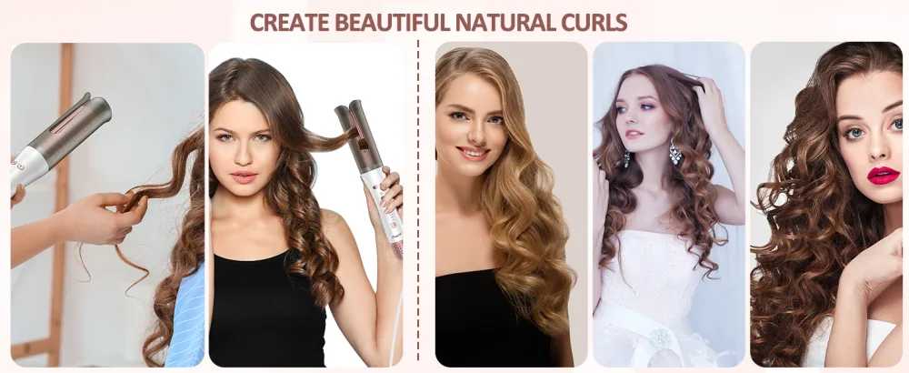 CkeyiN Automatic Hair Curler Innovative Rotating Curling Wand Iron Fast-Heating and Versatile Automatic Rotating Hair Curler with Cold Air Styling Function White - Automatic Hair Curler