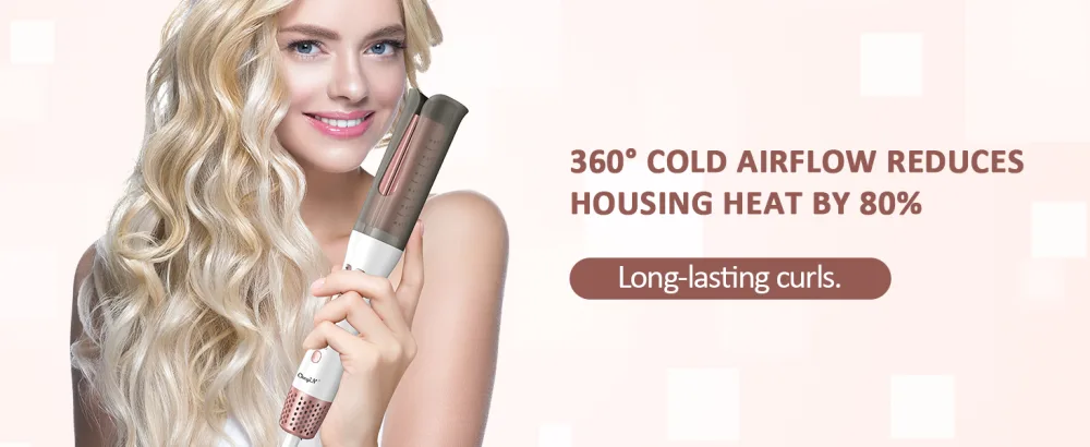 CkeyiN Automatic Hair Curler Innovative Rotating Curling Wand Iron Fast-Heating and Versatile Automatic Rotating Hair Curler with Cold Air Styling Function White - Automatic Hair Curler
