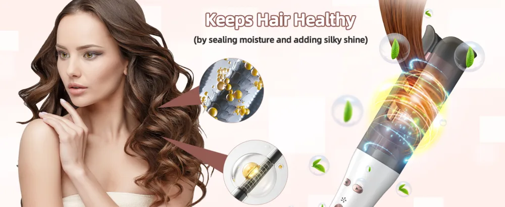 CkeyiN Automatic Hair Curler Innovative Rotating Curling Wand Iron Fast-Heating and Versatile Automatic Rotating Hair Curler with Cold Air Styling Function White - Automatic Hair Curler