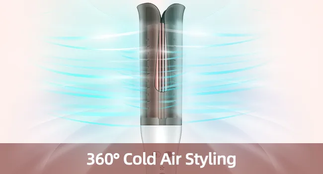 CkeyiN Automatic Hair Curler Innovative Rotating Curling Wand Iron Fast-Heating and Versatile Automatic Rotating Hair Curler with Cold Air Styling Function White - Automatic Hair Curler