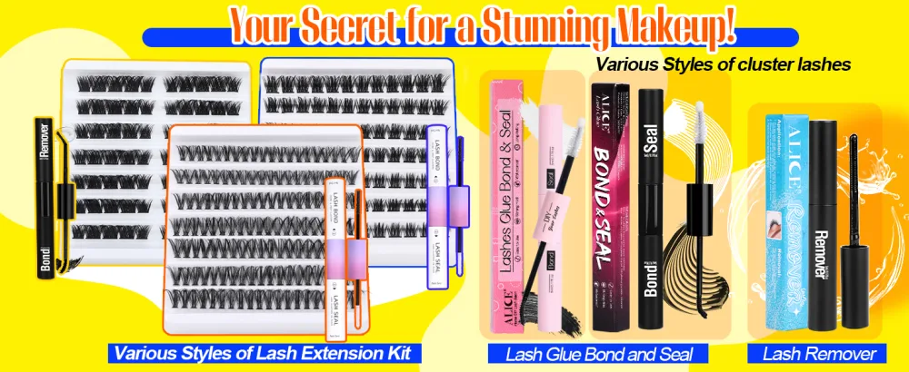 DIY Lash Extension Kit Lash Clusters Kit Wispy Cluster Lashes Like Eyelash Extensions 12-16MM Natural Look Lash Glue Strong Hold by ALICE E - Sexy - DIY Cluster Lashes Kit