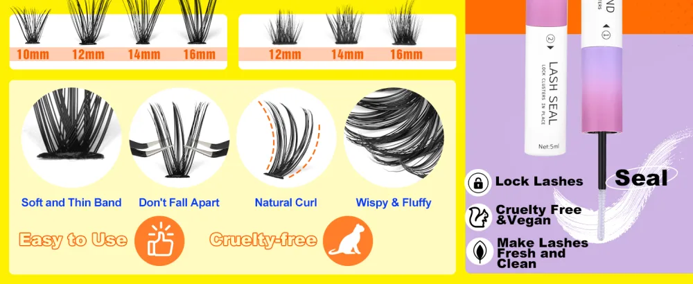 DIY Lash Extension Kit Lash Clusters Kit Wispy Cluster Lashes Like Eyelash Extensions 12-16MM Natural Look Lash Glue Strong Hold by ALICE E - Sexy - Lash Extension Kit