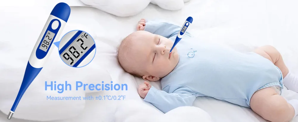 Berrcom Digital Thermometers Oral Thermometer for Adults Kids Babies with Flexible tip and Fever Alarm Digital Oral Thermometer - Digital Thermometers