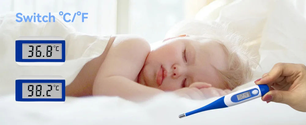 Berrcom Digital Thermometers Oral Thermometer for Adults Kids Babies with Flexible tip and Fever Alarm Digital Oral Thermometer - Digital Thermometers