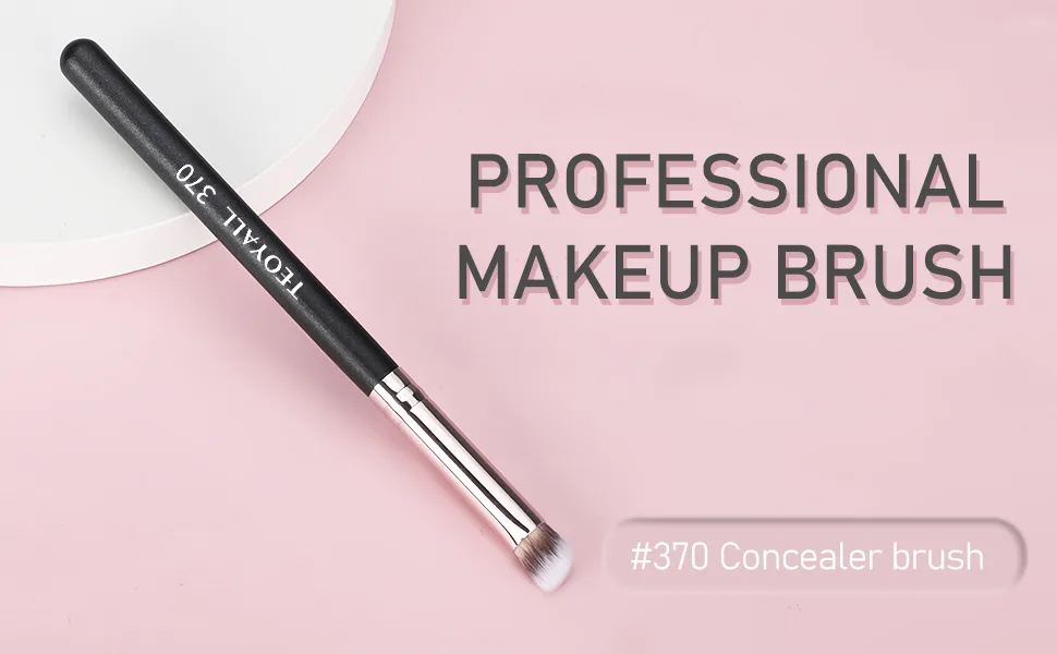 TEOYALL Angled Kabuki Foundation Brush Dense Synthetic Contour Brush for Bronzer Liquid Foundation Cream Powder Blending Buffing Stippling Brush (370) - 370 concealer brush