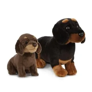 Living Nature Soft Toy Gift Bundle - Plush Dachshund Sausage Dog (20cm) & Puppy (16cm) Dachshund Bundle - sausage dog