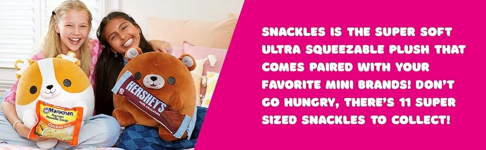 Snackles Series 1 - Bear Surprise Medium Plush Ultra Soft Plush Cuddly Squishy Comfort 35 cm Plush with License Snack Brand Accessory Ages 3+ (Bear) - Squishmallow, Plush, Soft Toy, Snackle, Snack, Cute, Toys for Girls