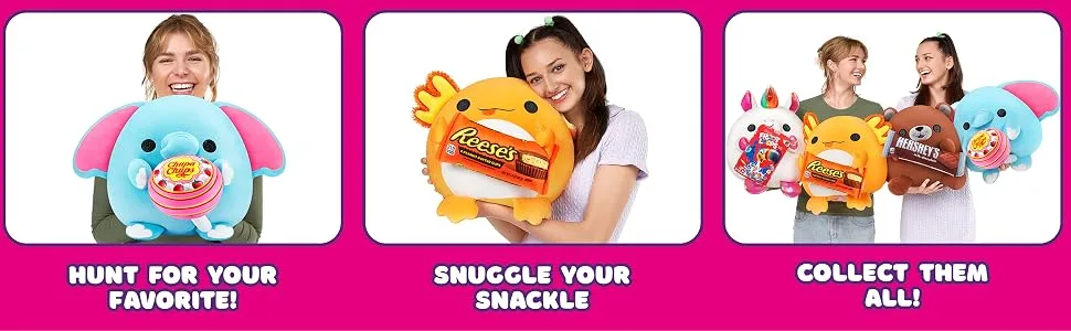 Snackles Series 1 - Bunny Surprise Medium Plush Ultra Soft Plush Cuddly Squishy Comfort 35 cm Plush with License Snack Brand Accessory Ages 3+ (Bunny) - Squishmallow, Plush, Soft Toy, Snackle, Snack, Cute, Toys for Girls