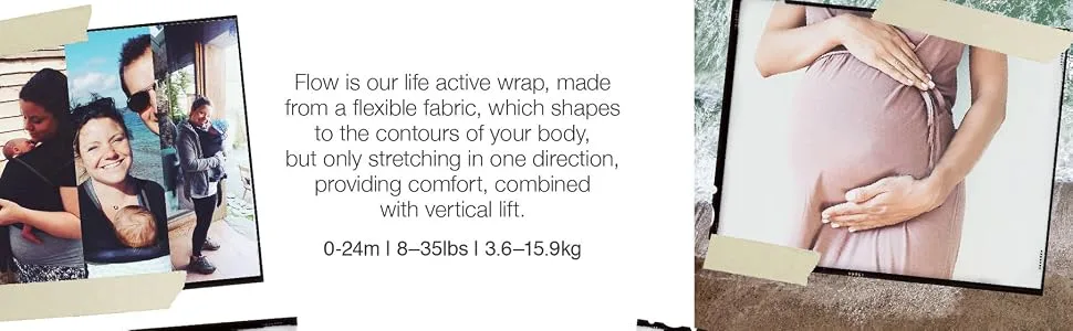 We Made Me Flow Super Stretchy Cool & Comfortable Baby Carrier for Infants from 3.6-15.9 kg Pebble - active wrap, flow, breathable, flexible, stretchy