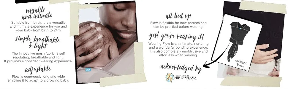 We Made Me Flow Super Stretchy Cool & Comfortable Baby Carrier for Infants from 3.6-15.9 kg Pebble - versatile and intimate, breathable, light, adjustable