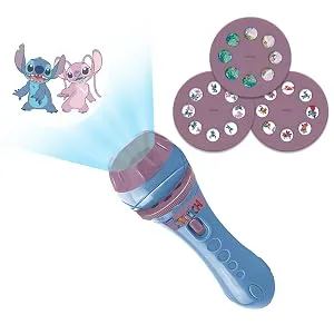 Lexibook LTC050D Disney Stitch Torch Light and Projector with 3 Discs 24 Images Create Your own Stories - LTC050D