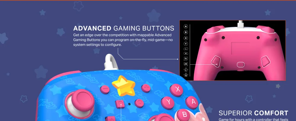 PowerA Enhanced Wired Controller for Nintendo Switch - Kirby - Advance Gaming Buttons