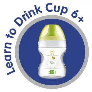 MAM Trainer+ (220 ml) Drinking Bottle for Transition to a Cup Drinking Cup with drip-Free Teat Drinking spout and Handle 4+ Months Tortoise Purple turtle - mam drinking cup learn to drink