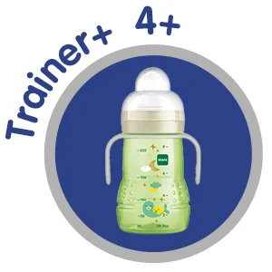 MAM Trainer+ (220 ml) Drinking Bottle for Transition to a Cup Drinking Cup with drip-Free Teat Drinking spout and Handle 4+ Months Tortoise Purple turtle - mam drinking cup trainer