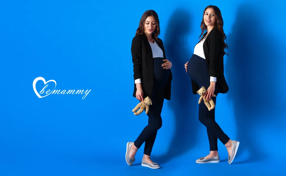 Be Mammy Women's Maternity Long Leggings 02 L Graphite - Be-Leggins-02