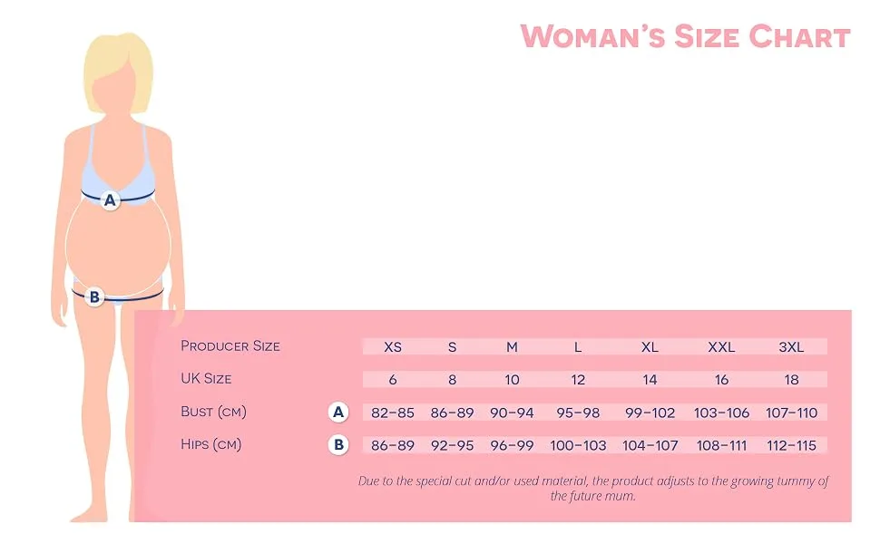 Be Mammy Women's Maternity Short Leggings 04 XL Graphite - size chart