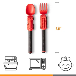Dinneractive Utensil Set for Kids Red Firefighter Themed Fork and Spoon for Toddlers and Young Children 2-Piece Set Fire Fighter Red - ninos tray children dinners blanket bedding room pillow toothbrush chair sippy blankets only