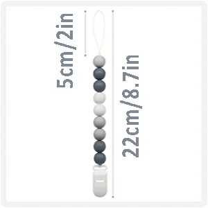 Flow fire Silicone Dummy Clip for Girl and Boys 2Pcs Baby Dummy Clips Fit All Soothers and Dummies Grey 2PCS - Dummy clip
