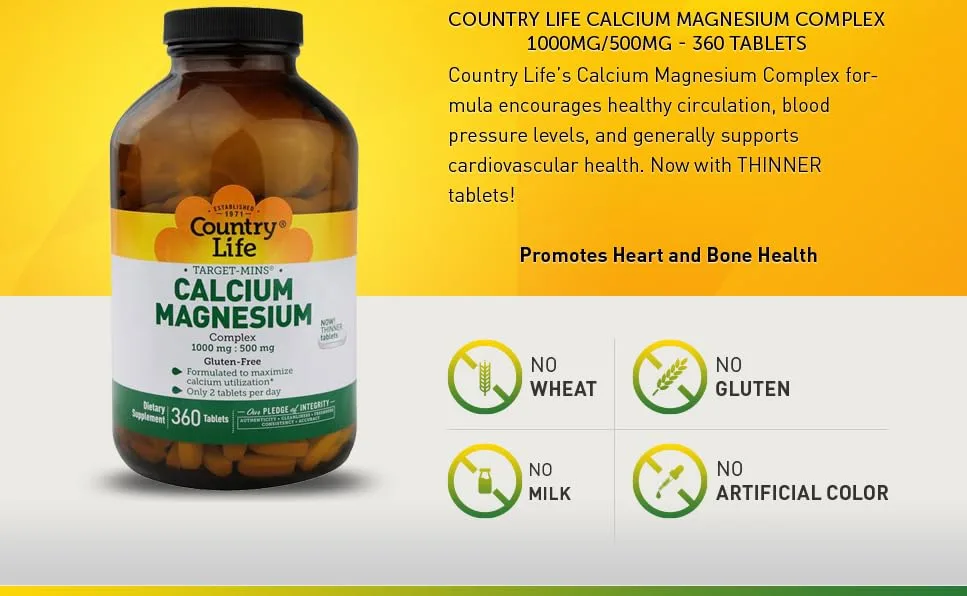 Country Life Target-Mins Calcium-Magnesium Complex 360 Tablets - product information 2