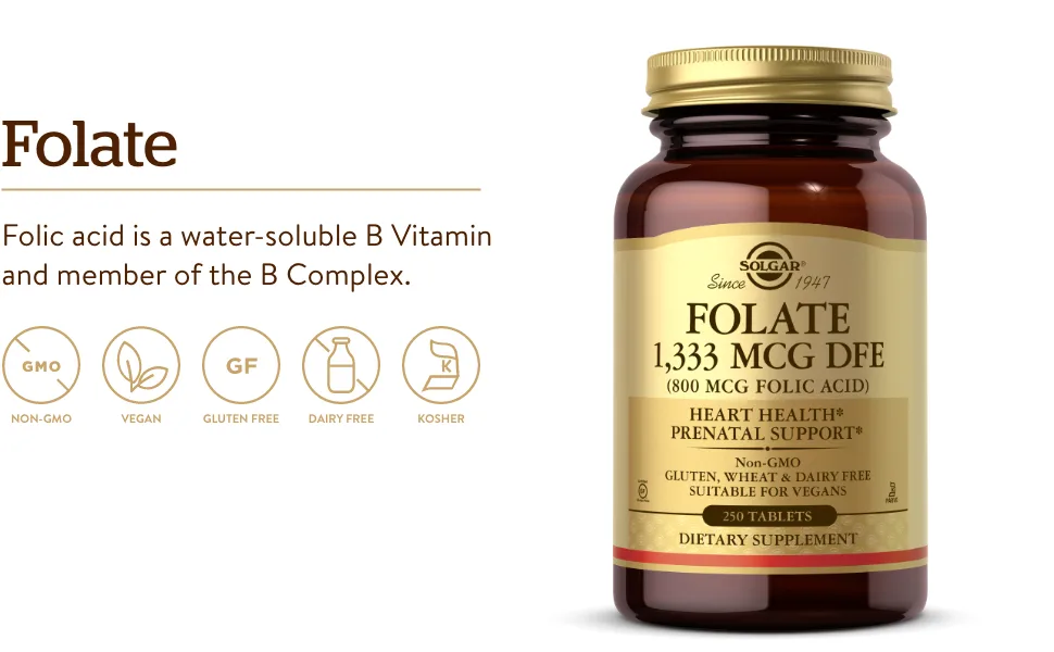 Solgar Folic Acid 400 mcg 250 Tablets - Solgar