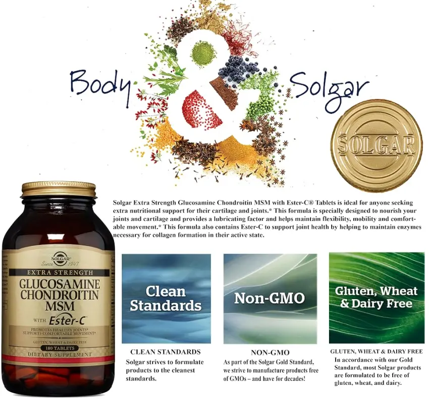 Solgar Glucosamine Chondroitin MSM With Ester-C 180 Tablets - product information 1