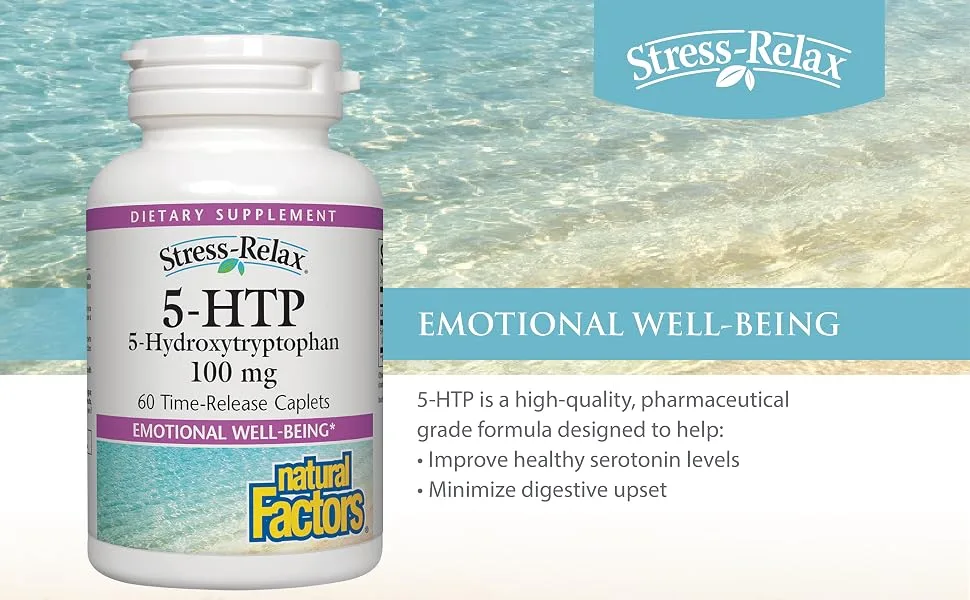 Natural Factors Stress-Relax 5-HTP 100 mg 60 Enteric Coated Caplets - Emotional well-being
