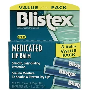Blistex Medicated Lip Balm Lip Protectant/Sunscreen SPF 15 3 Balm Value Pack .15 oz (4.25 g) Each - product information 1