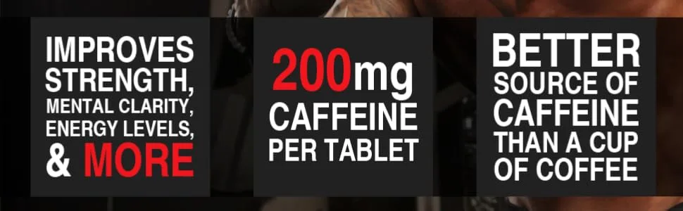 ALLMAX Nutrition Caffeine  200 mg 100 Tablets - improves strength mental clarity energy levels 200mg caffeine
