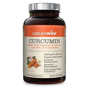NatureWise Curcumin Turmeric 2250mg - 95% Curcuminoids & BioPerine Black Pepper Extract for Advanced Absorption - Daily Joint and Immune Health Support - Vegan, Non-GMO, 180 Count[60-Day Supply] - NatureWise Curcumin Turmeric 1650mg with 95% Curcuminoids & BioPerine Black Pepper Extract, Advanced