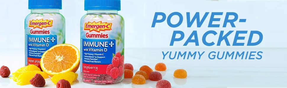 Emergen-C Immune Gummies -Elderberry -45 Count  - Power Packed Yummy Gummies