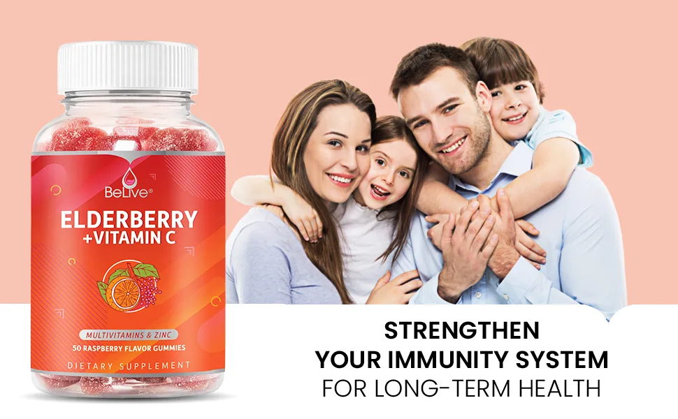 BeLive Elderberry Gummies with Vitamin C -70 Gummies - Elderberry