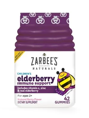 Zarbee's Naturals Children's Elderberry Immune Support Natural Berry Flavor 42 Gummies - zarbees, elderberry, immune support, elderberry support, immunity,