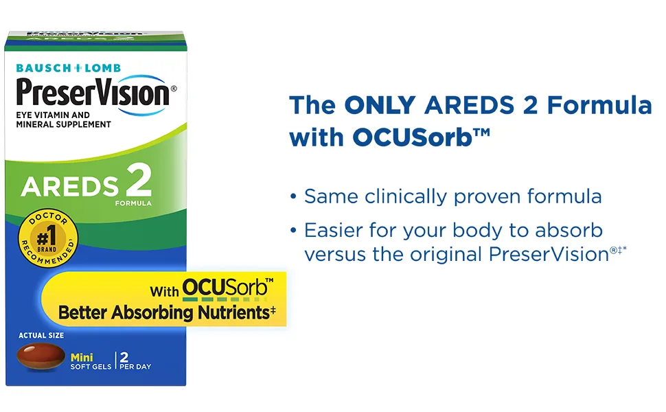 PreserVision AREDS 2 Vitamin & Mineral Supplement 120 Count Soft Gels  - AREDS 2, Preservision, Eye, Vitamin, Multivitamin, Kids, Children, Men, Women, Adult, Male, Female,