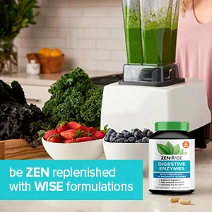 Zenwise Health Daily Digestive Enzymes with Prebiotics -180 Capsules - zen replenished wise formulation