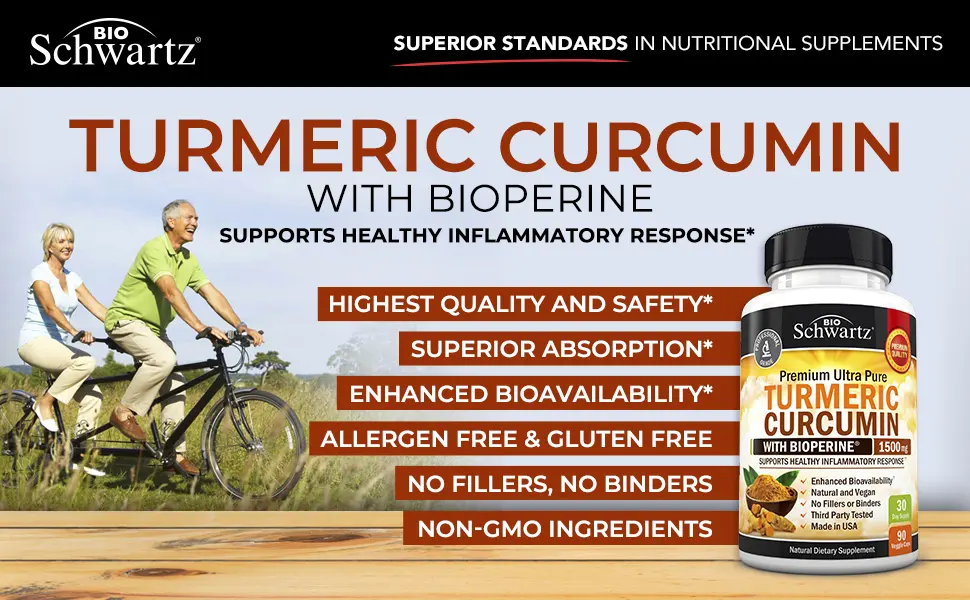 BioSchwartz Turmeric Curcumin with Bioperine 500 mg 90 Veggie Caps - Premium Quality Turmeric 1500
