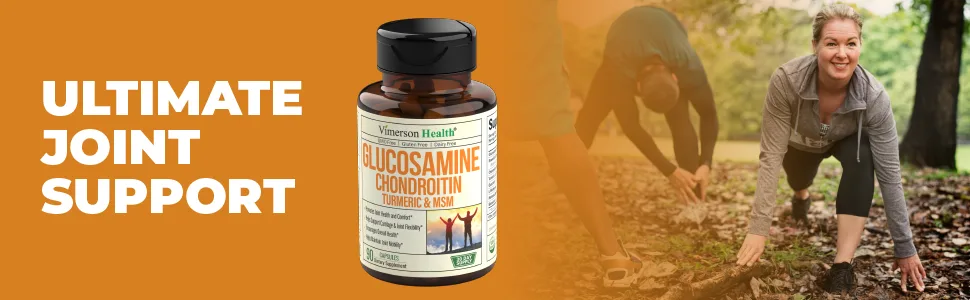 Vimerson Health Glucosamine Chondroitin MSM Turmeric Boswellia - Joint Support Supplement. Antioxidant Properties. Helps with Inflammatory Response. Occasional Discomfort Relief for Back, Knees & Hands. 90 Capsules - ultimate joint support