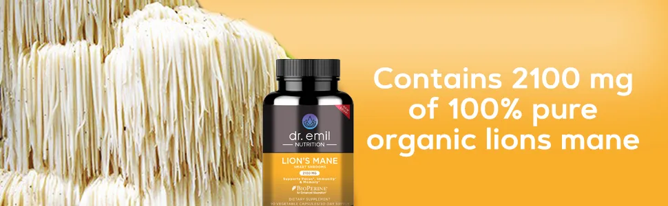 Dr. Emil Organic Lions Mane Mushroom - 90 Capsules - 100%