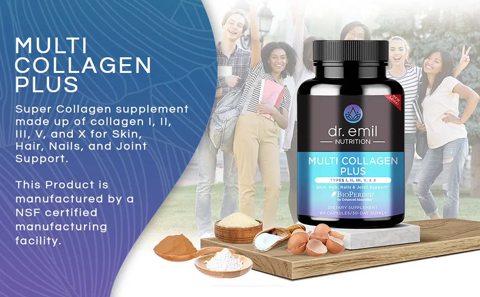 Dr. Emil Multi Collagen Pills Anti-Aging Hair Skin Nails and Joints -90 Capsules - Dr. Emil