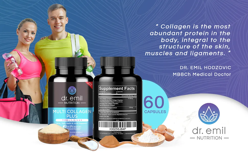 Dr. Emil Multi Collagen Pills Anti-Aging Hair Skin Nails and Joints -90 Capsules - Dr. Emil